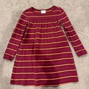 Hanna andersson 6/7 Striped Long-Sleeve Knit Dress - Maroon & Pink